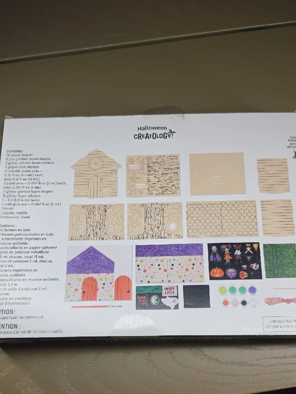 Halloween 3D Wood Tree House & Scratch Art Ornament Craft Kits - Orange/Black